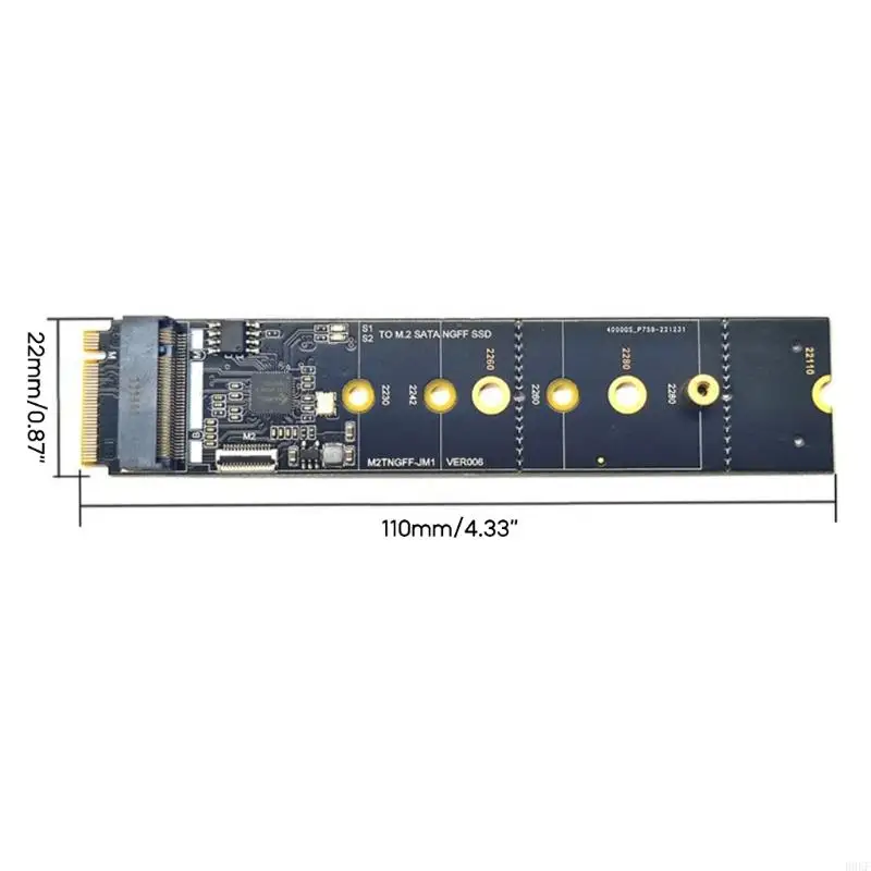 B0KF NGFF NVME to SATA3.0 6Gbps Card Adapter M.2 Key-M PCIE NVME to Expanion Card Riser Converter JMB582 PCIE