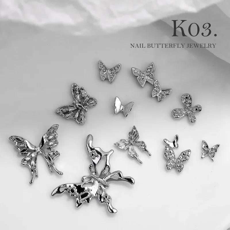 ins 20pcs Alloy Butterfly Rhinestones For Nails 3D Stereoscopic Nail Art Luxury DIY Manicure Design Accessories pretty girl 6