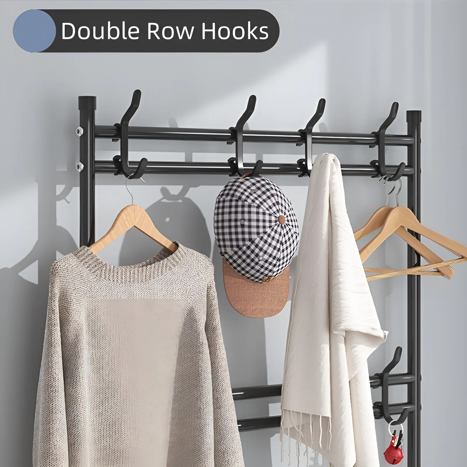 Shoe Rack Clothes Rack Shoe Organizer Shoe Rack Coat Rack Strand Simple Metal Storage with Hooks Multipurpose Coat Hanger and Shoe Shelf for Entryway Home