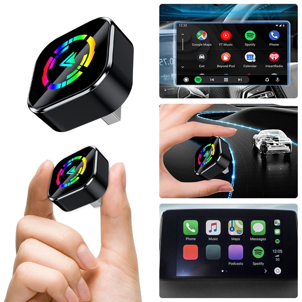 2 In1 AI Smart Box USB Auto CarPlay Dongle USB Plug and Play Smart Mini Adapter Box for Cars with OEM Wired CarPlay Android Auto