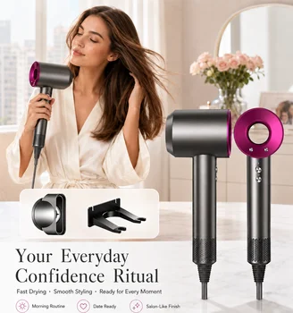 High Speed Negative Ion Hair Dryer Salon-Grade Smart Temp Control Blow Dryer with 5 Nozzles & Wall Bracket Home Styling Kit 1