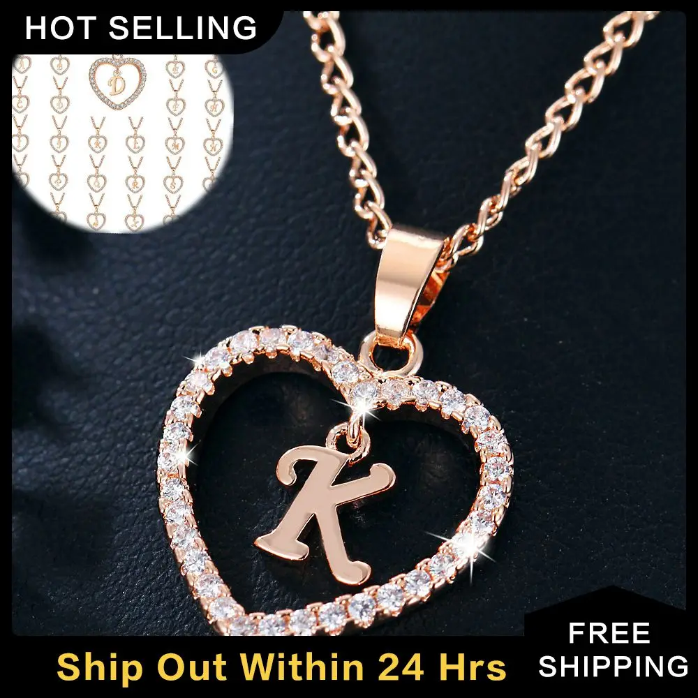

Zircon Heart Pendant Personalized Chic Unique Jewelry Gift Alphabet Necklace Fancy In Demand Jewelry For Women Versatile Stylish