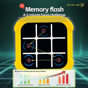 1 pezzo-Tic Tac Toe Board Gioco elettronico multifunzionale Montessori Puzzle Gioco da tavolo Set di scacchi Adulti Bambini Portatile