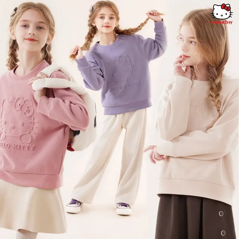 

Anime Kawaii Sanrio Hello Kitty Cute Cartoon Girls Sweatshirt Spring and Autumn New Style Fashionable Children's Sweater Tops