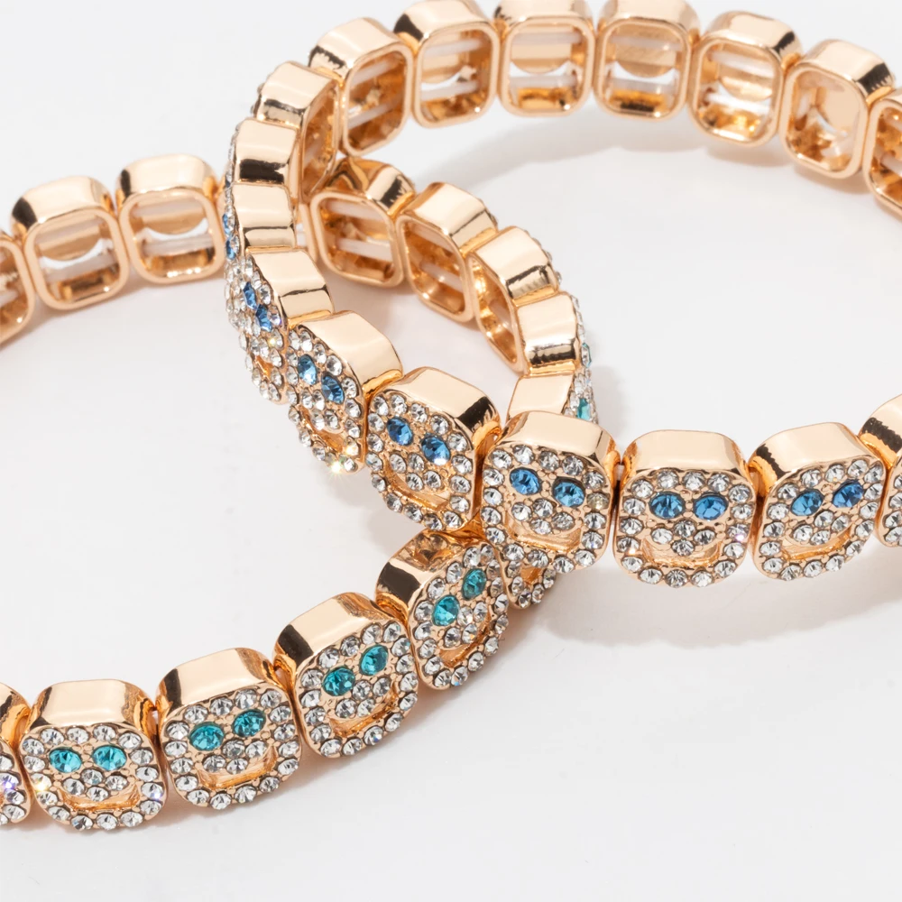 Neues Design Gold Farbe Glückliche Perlen Frauen Armband Bunte Strass Mode Schmuck Zubehör 2025 – Detail 4