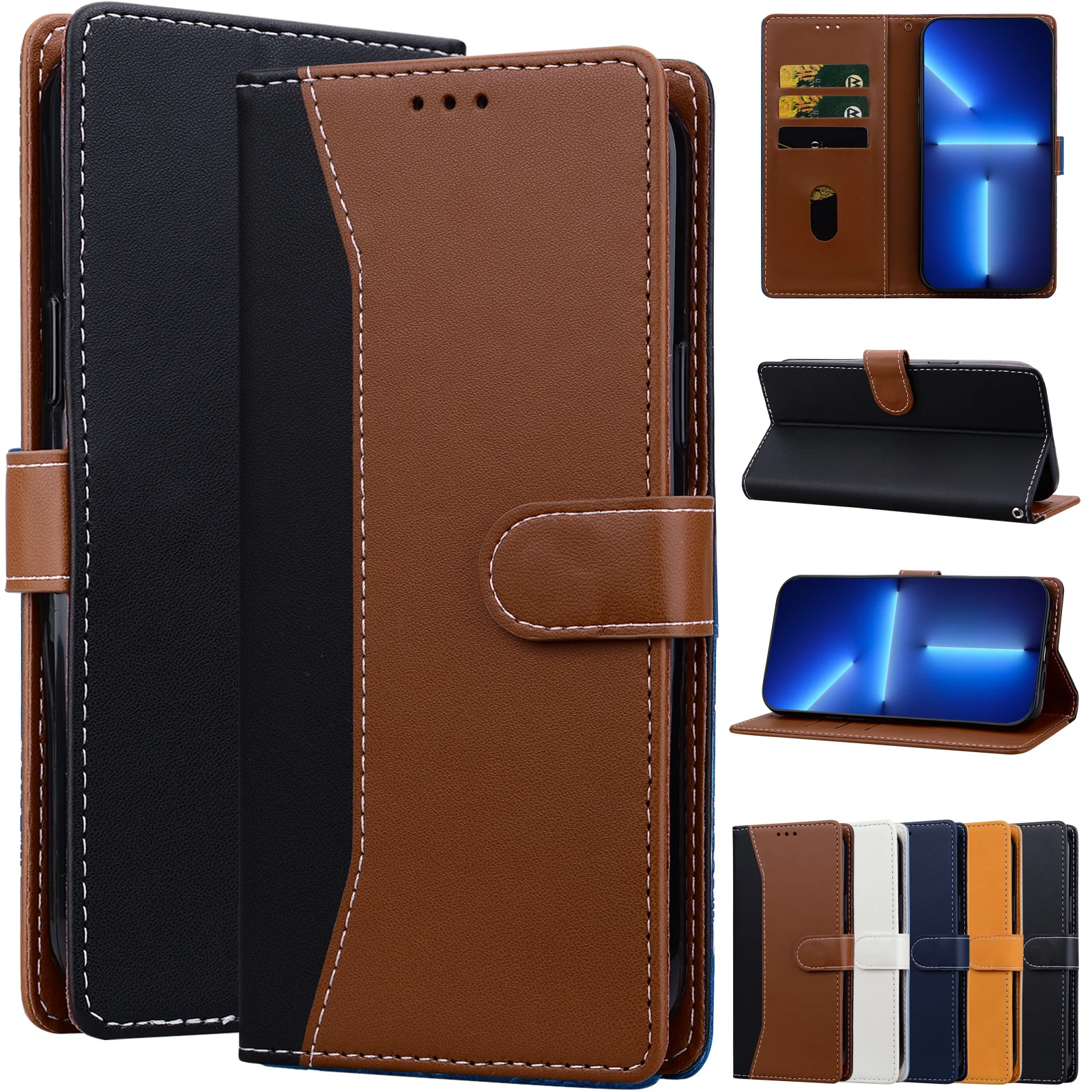 Premium Magnetic Flip Wallet Leather Phone Case with Secure Closure