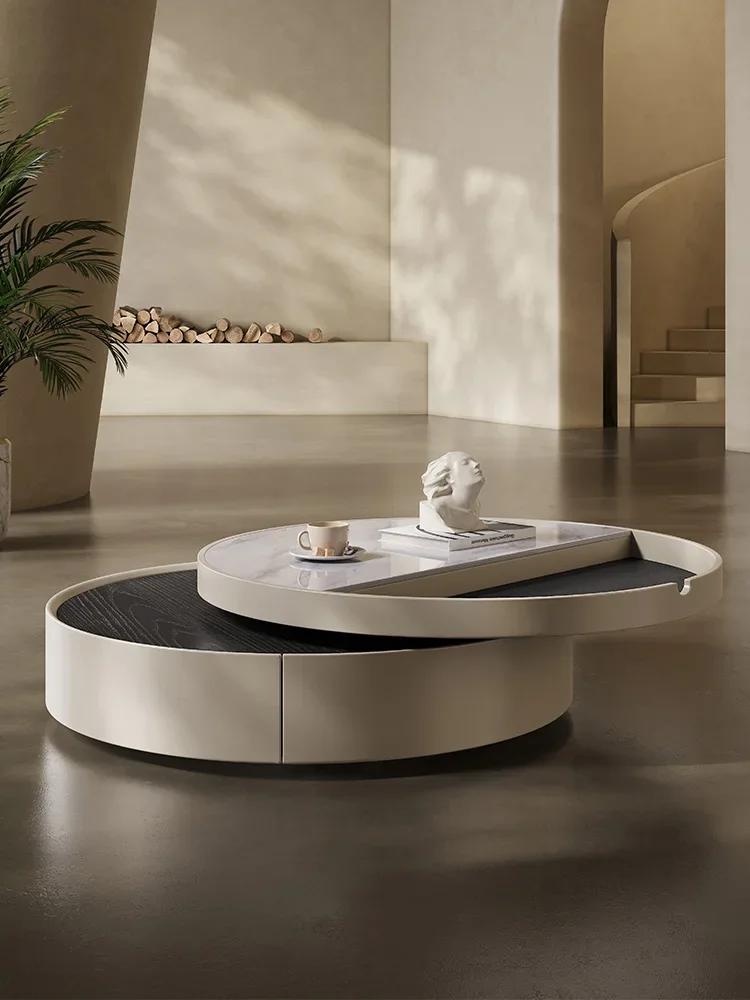 

Italian minimalist rotating coffee table for household sizes, light luxury, modern minimalist style living room coffee table