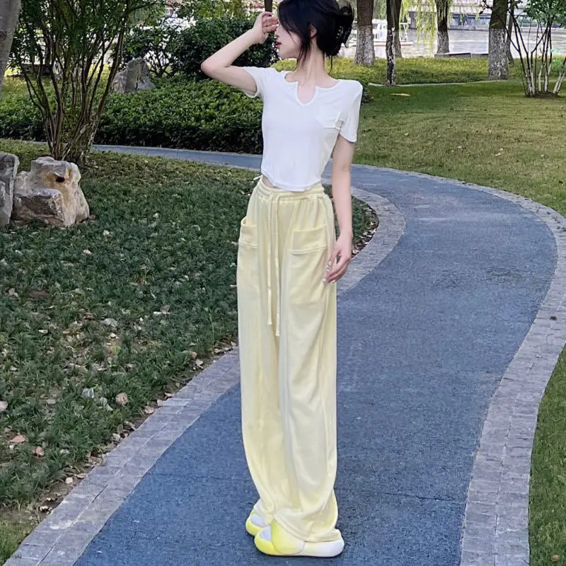 Pants Women Spring Autumn All-match Trendy Female Korean Style Leisure  Loose High Quality Streetwear Pockets Trousers Solid Chic - Pants & Capris  - AliExpress