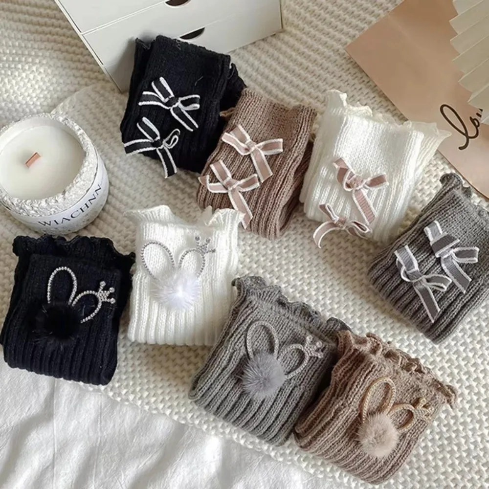 Cute Rabbit Ear Leg Warmers Socks Ball Ruffles Warm Leg Cover Soft Cotton Children's Long Socks Children Pile Sock Y2k Girls