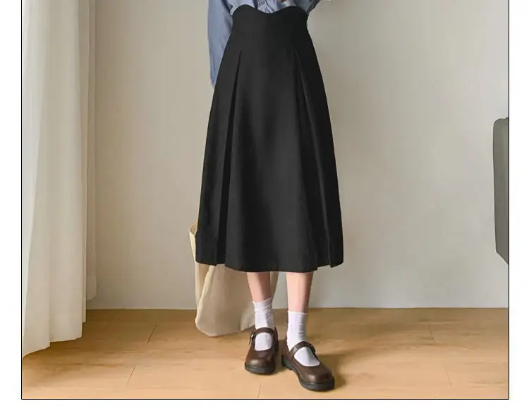 skater skirt College Preppy Style Pleated Skirt Women's 2022 Spring Elastic High Waist Covering Flesh A-line Skirt Fat MM Thin Pleated Skirt black skirt