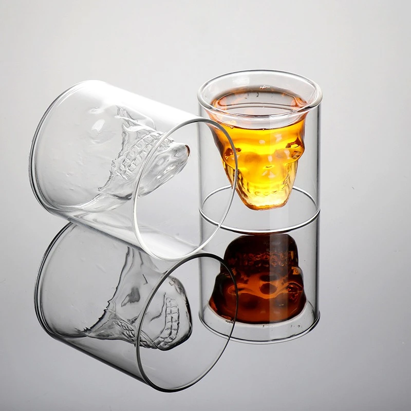 Skull Glass Cups 25/75/150/250ml Crystal Clear Creative Designer Party Bar Vodka Beer Drinking Glasses Unique Novelty Gift