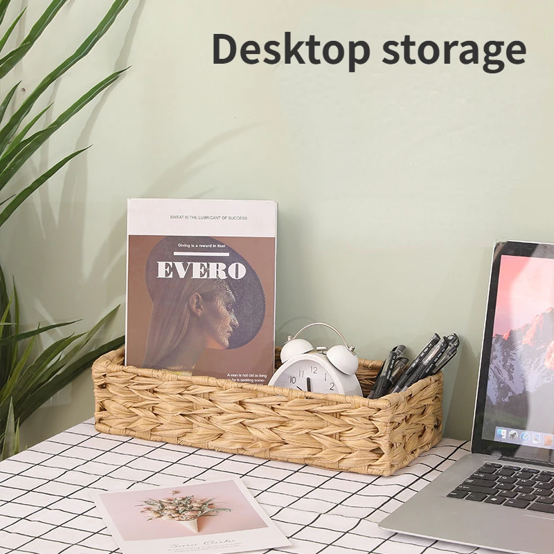 

Living Room Desktop Storage Basket Woven Storage Basket Household Woven Storage Basket Square American Style Home Woven Storage