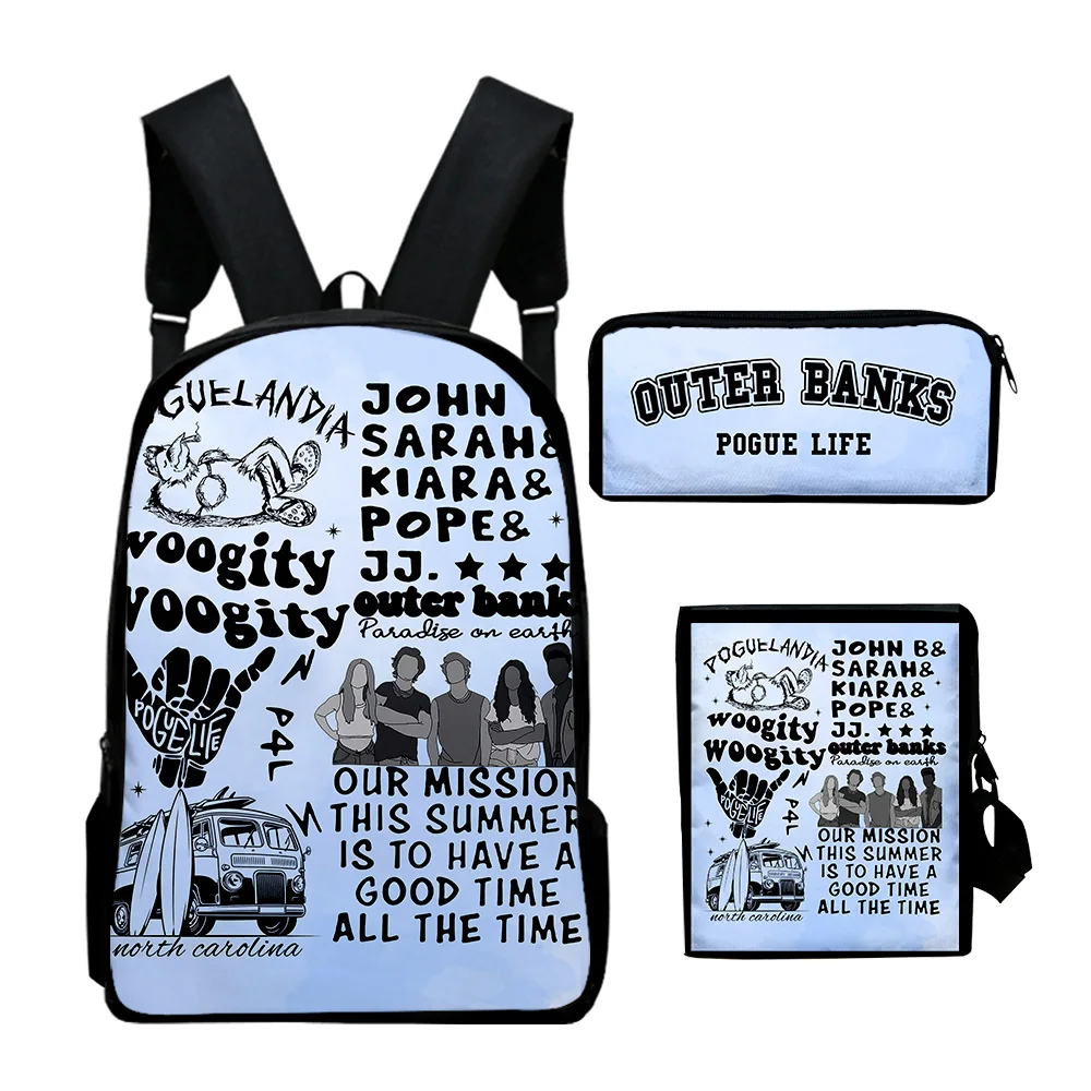 Popular Outer Banks Season 3 Tv Series 3D 3pcs/Set pupil School Bags Laptop Daypack Backpack Inclined shoulder bag Pencil Case