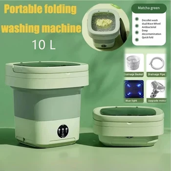 10L Folding Portable Washing Machine 6L Large Capacity Clothes Spin Dryer Bucket Travel Underwear Socks Ultrasonic Mini Washer