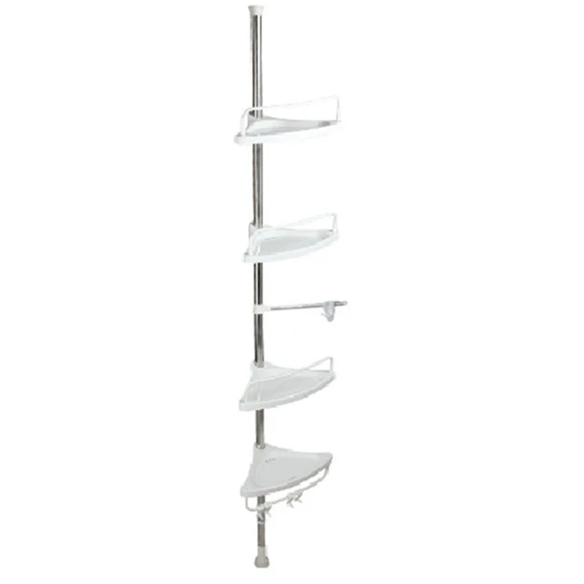 4 Tier Shower Caddy Organizer Shelf Corner Bathroom Organizer Shower Corner  Stand Floor To Ceiling Tension Pole Shower - AliExpress