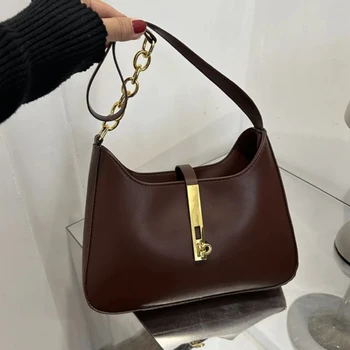 Women's Bags Luxury PU Leather Shoulder Bag for Women Casual Solid Color Design Handbags Brand Purse 2026 Fashion Shopper Clutch 1