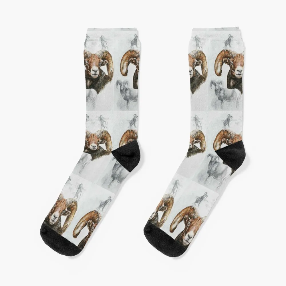 

North American Bighorn Sheep Collage Socks