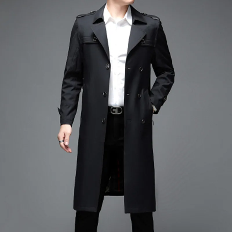 High Quality Mens Trench Coat Fashion Long Windbreak Jacket Men England ...