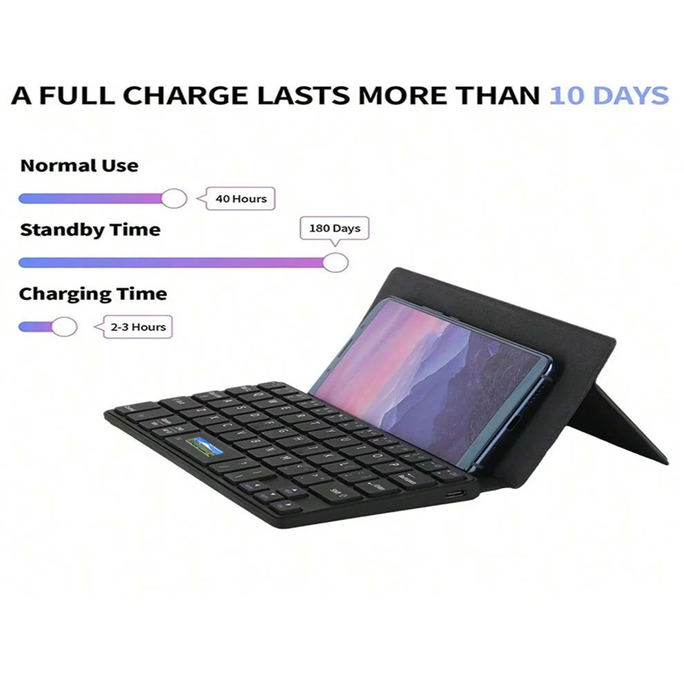 Mechanical Keyboard Wireless Mechanical Keyboard Bluetooth Keyboard JOMAA Folding Phone Keyboard,Portable Rechargeable Keyboard Foldable Bluetooth Wireless Keyboard with Stand Holder