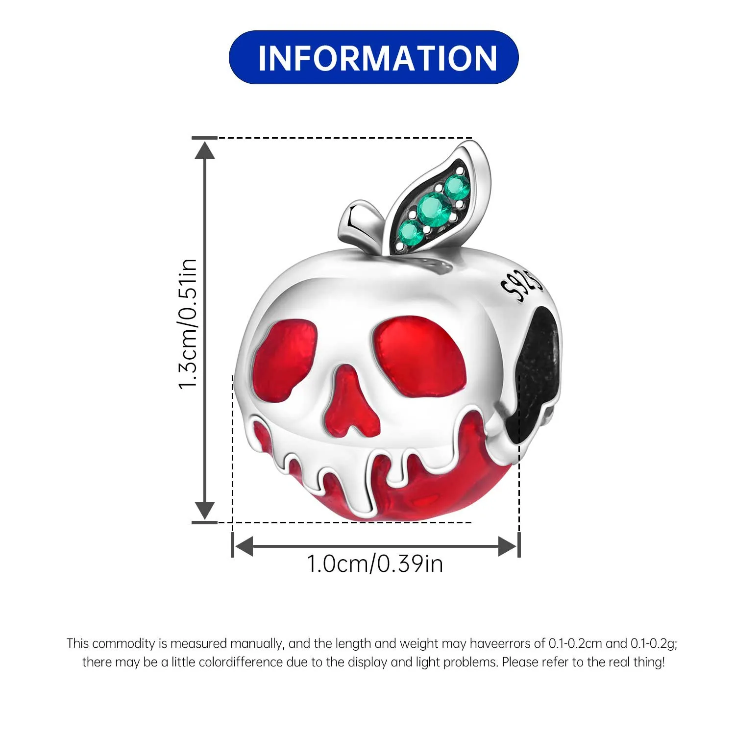 PANPOKI 925 Sterling Silber Roter Totenkopf Apfel Anhänger Perlen Original Anhänger Armband Charm Schmuck Party DIY Trendige Geschenke – Detail 7