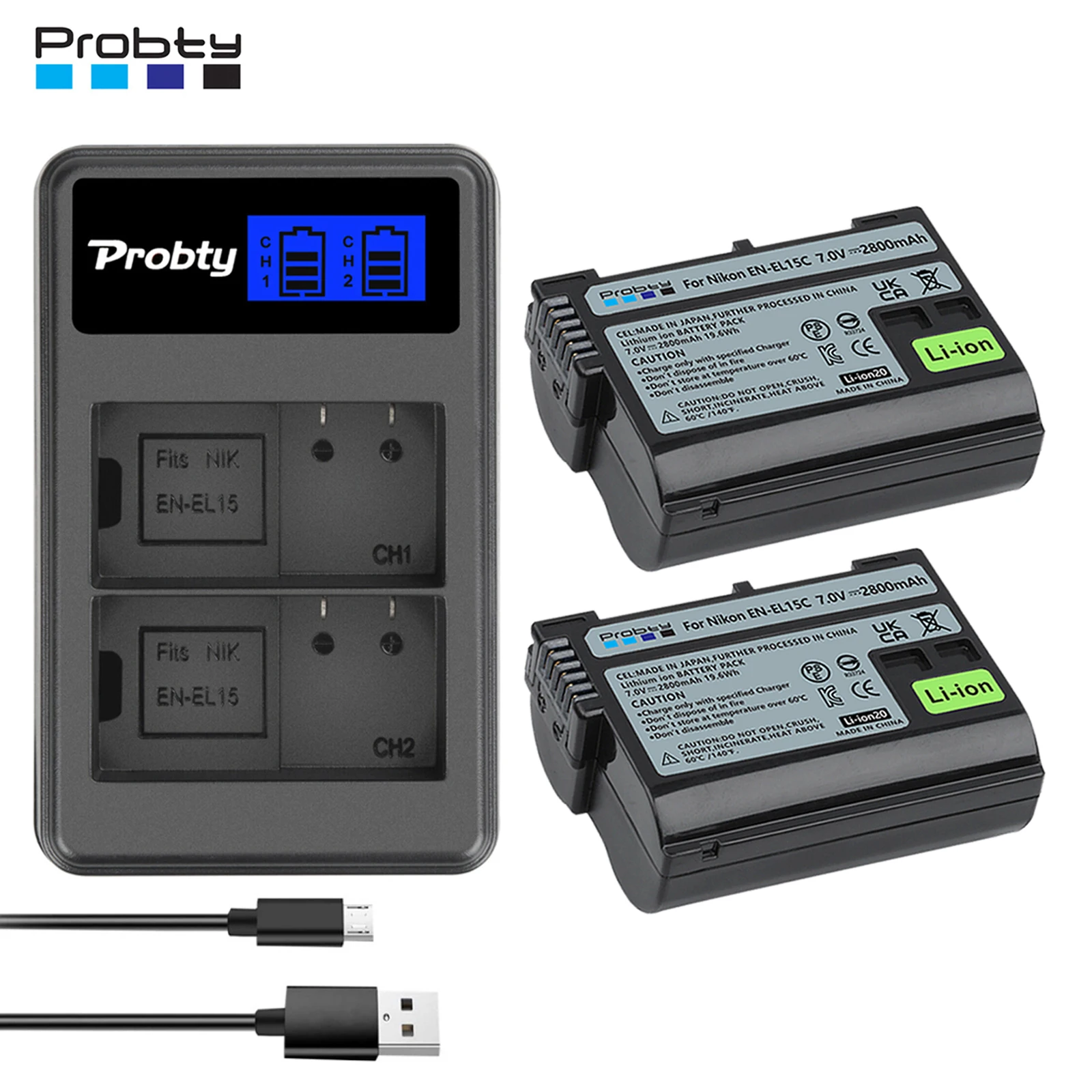 2800Mah En-El15A En-El15C El15 En El15 Caricabatterie/Led Per Nikon D500, D610, D750, D800, D810, D850, D7000, D7100, D7500