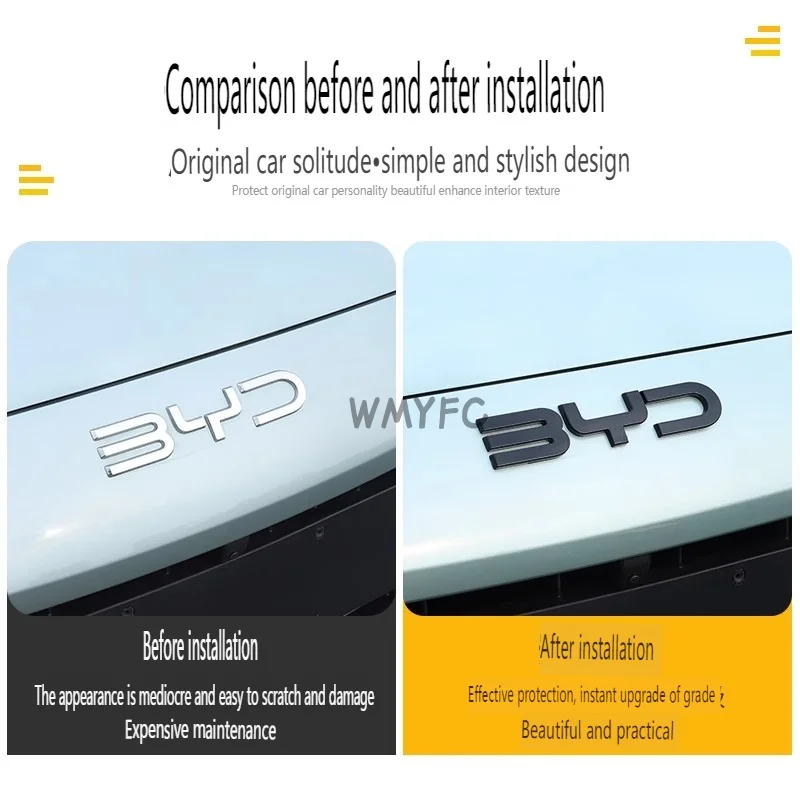 For BYD Seal EV DMi 2025 Car Label Sticker Car Front Logo Frame Head Bumper Decor Sticker Cover