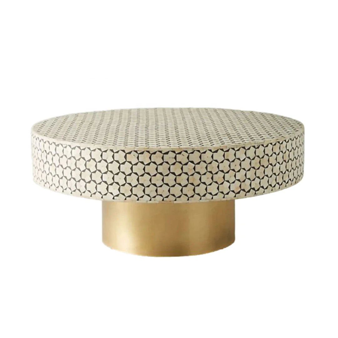 

Indian Bone & Mother Of Pearl Inlay Coffee Table Customize Size and design Bone Inlay Coffee Table Luxury Bone Inlay Table