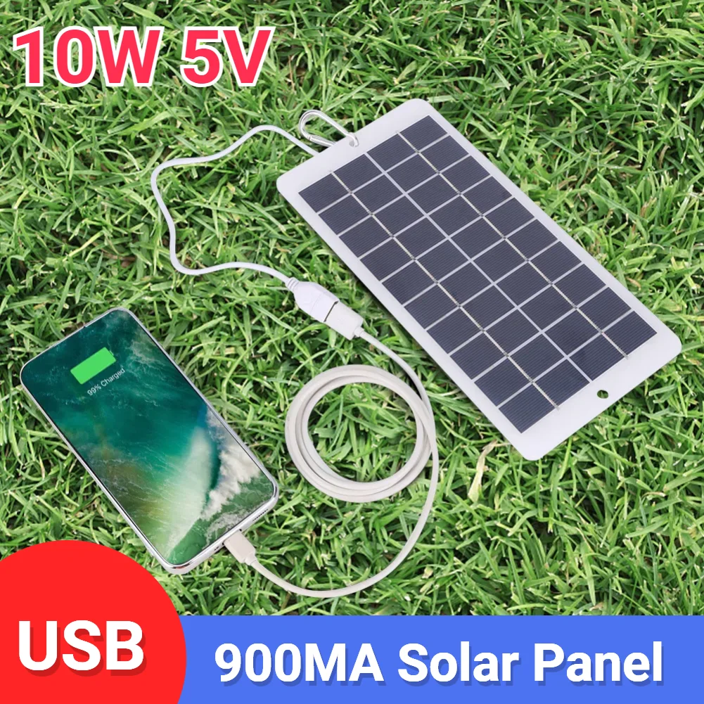 10W 5V Solar Battery Charger USB Output 900MA for Phone Power Bank Lightweight Scratchproof