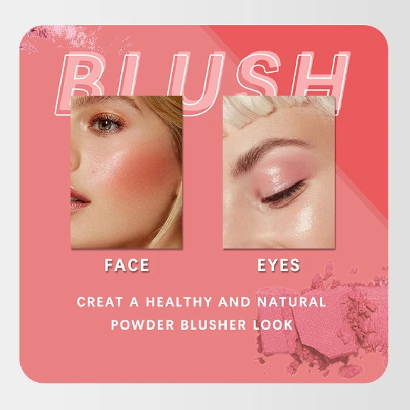 Powder Blusher Easy To Color 3D Natural Bare Lips Cheeks Combined Brighten Moisturize Facial Powder Blusher 4