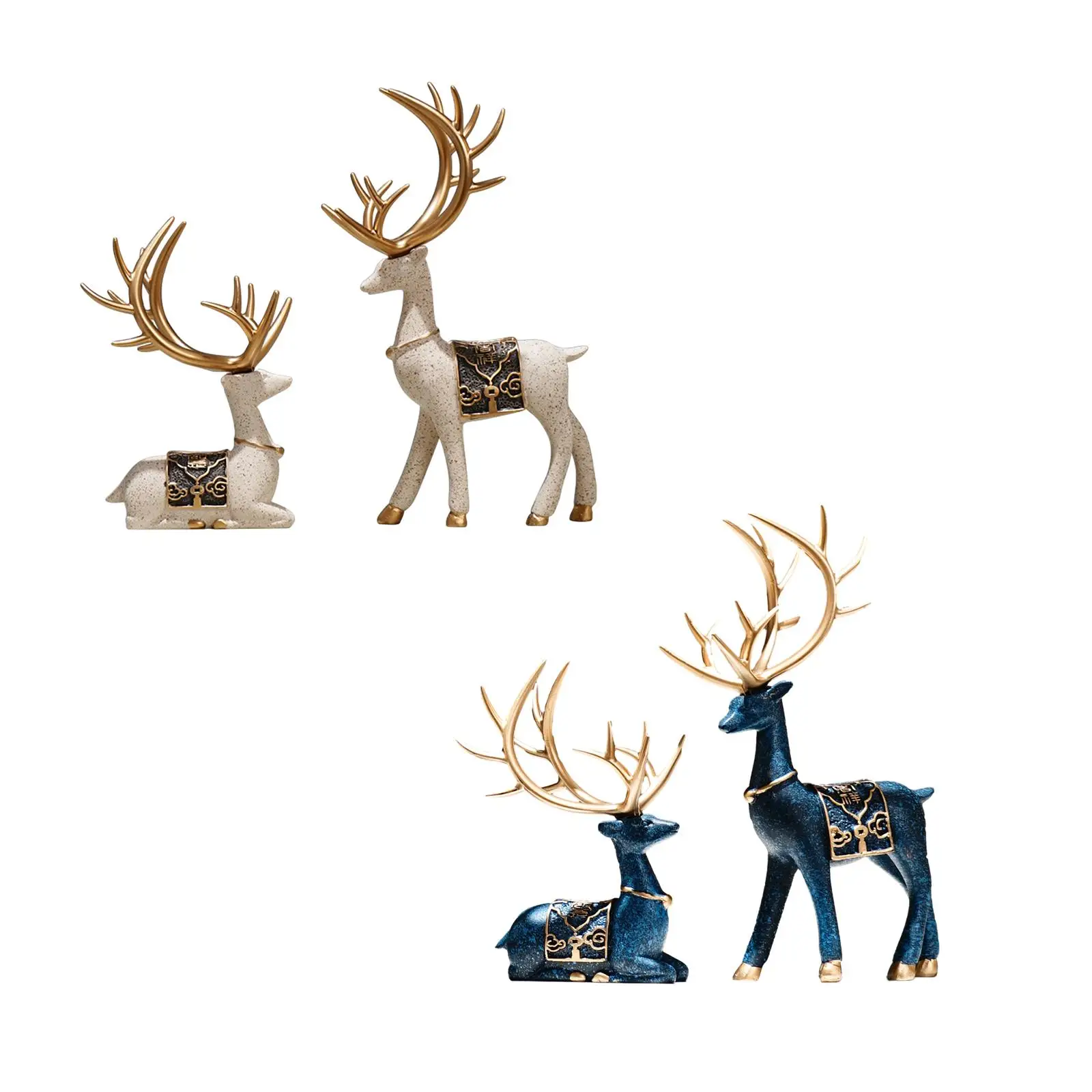 

2 Pieces Reindeer Figurines Deer Statue for Desktop Living Room Bookshelf