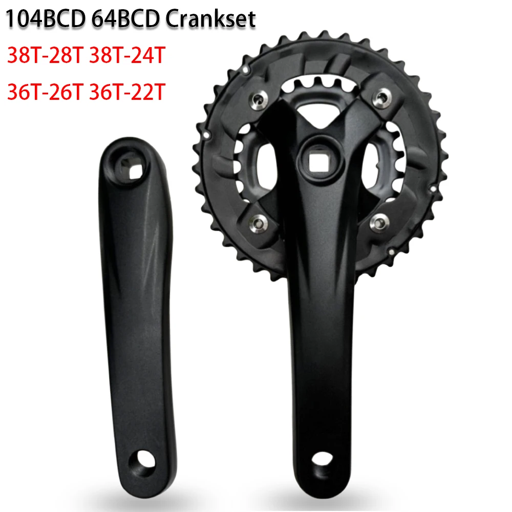 Guarnitura MTB BUCKLOS 2x10V 26/38T 170mm &ndash; Nera, Pedivelle In Alluminio
