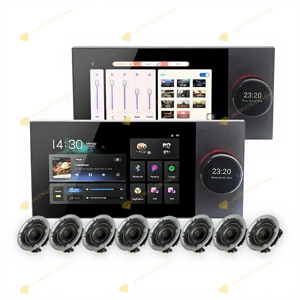 2 -zones Music Amplifier With 7-InchWall Power Connectable Ceiling Speakers Supp