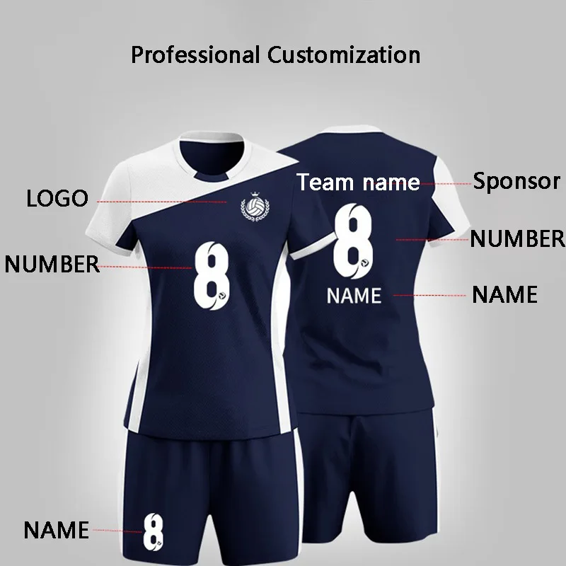 New Volleyball Jersey Suit For Men girls Team Volleyball Sports Clothing Men Short Sleeve Training Uniform Print Number