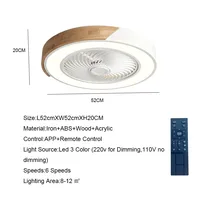 Ceiling Fan Light Lamp 52CM 220V 110V APP +Remote Control Fans Bedroom Dining Room Wood Ceiling Fans With Lights DC Ceiling Fan 2