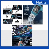 Aspirateur sans fil Makita : 200W, 10000Pa, capacité de 180 ml, 7 buses, pour des tâches de nettoyage efficaces de la voiture et de l'espace de travail, batterie 18V / 20V 2