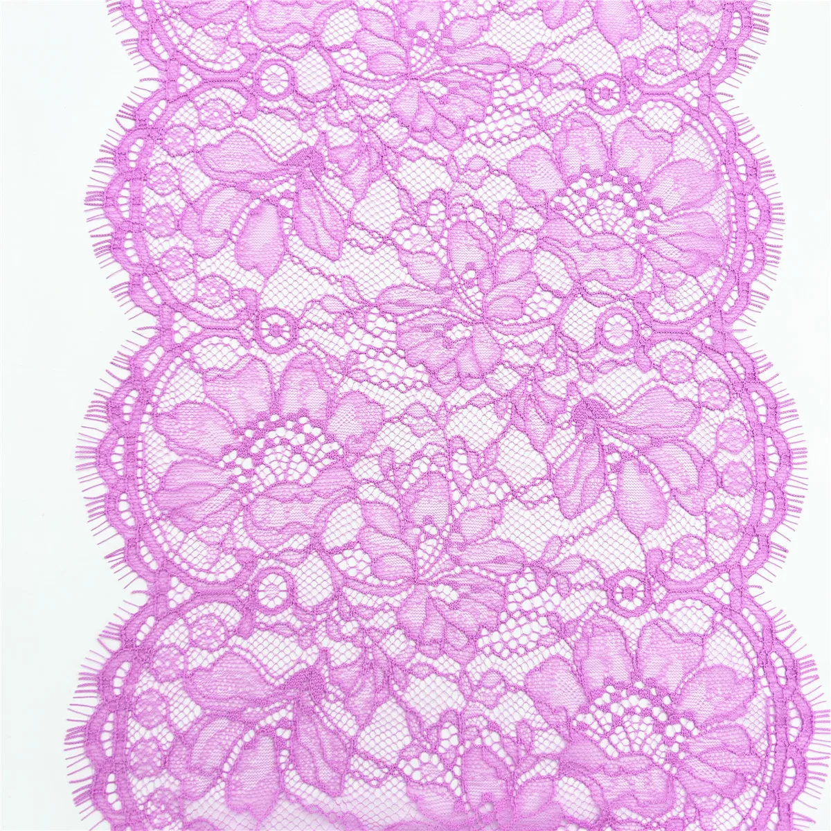 비탄성 속옷 레이스 속눈썹 트림 란제리 바느질 공예, DIY 의류 패브릭 브래지어 레이스, 연한 보라색, 너비 9 인치, 23cm, 로트 당 3y