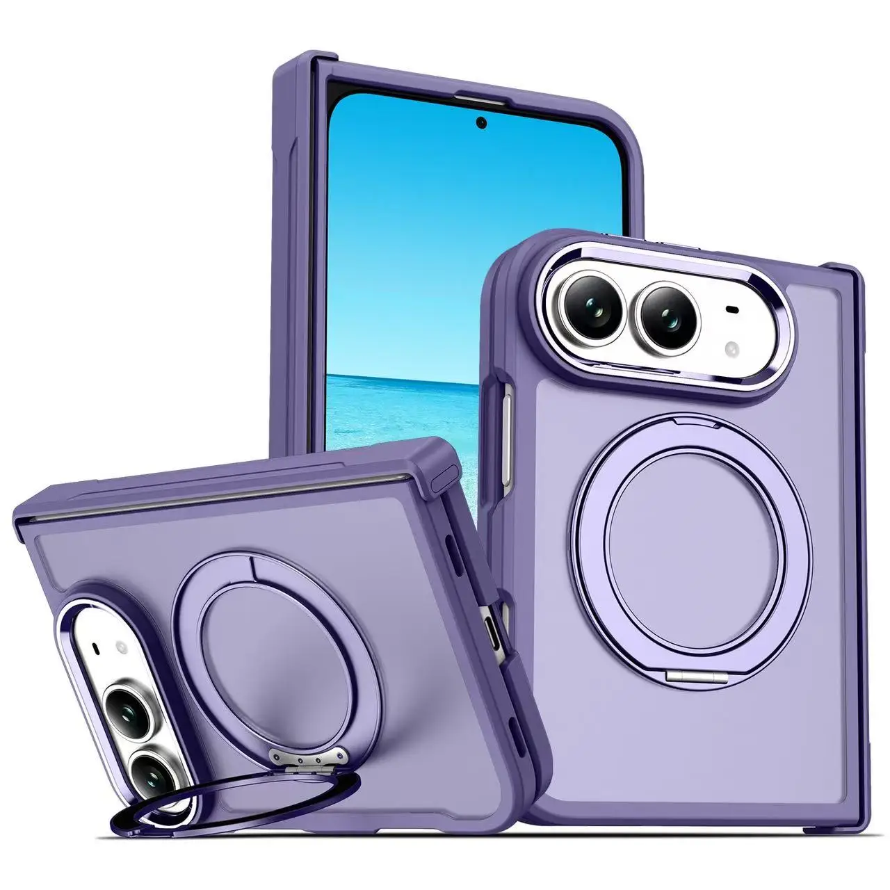 Dual Fold 360° Rotating Magnetic Phone Case with Central Shaft Integration