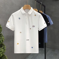Business Casual 2024 Summer Boyfriend New Patchwork Polo Shirts Button Embroidery Fashion Slim Comfortable Short Sleeved Tops - Image 3