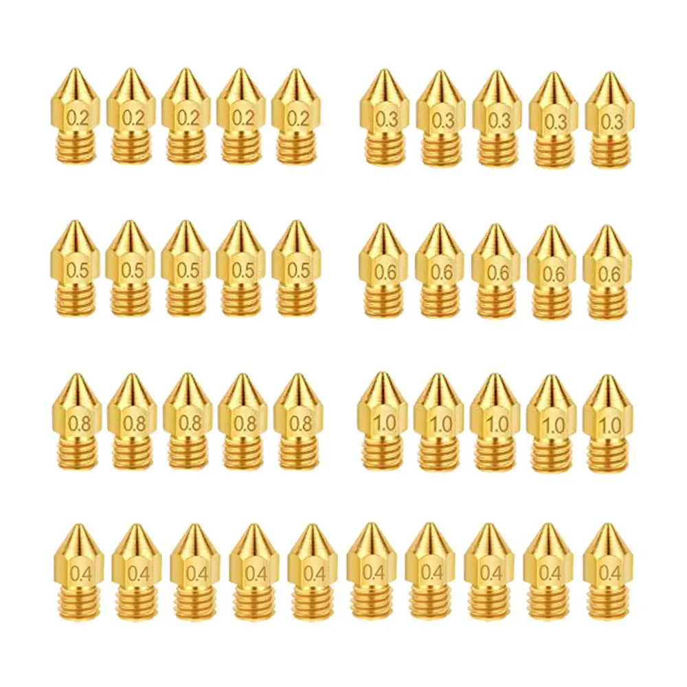 

40 Pcs 3D Printer Nozzle 0.2mm 0.3mm 0.4mm 0.5mm 0.6mm 0.8mm 1.0mm Nozzle for Anet A8 Makerbot MK8 Creality CR-10 Ender 3 5