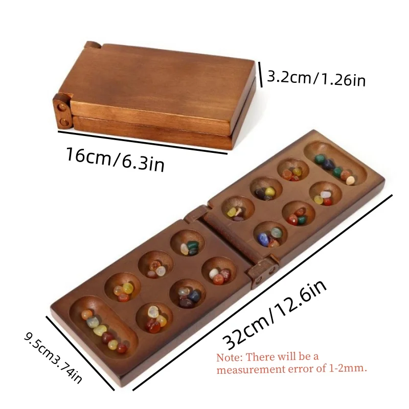Mancala Game African Gem Chess Barn game with  Glass Stones Household Interactive Toys for Parents and Kids 4