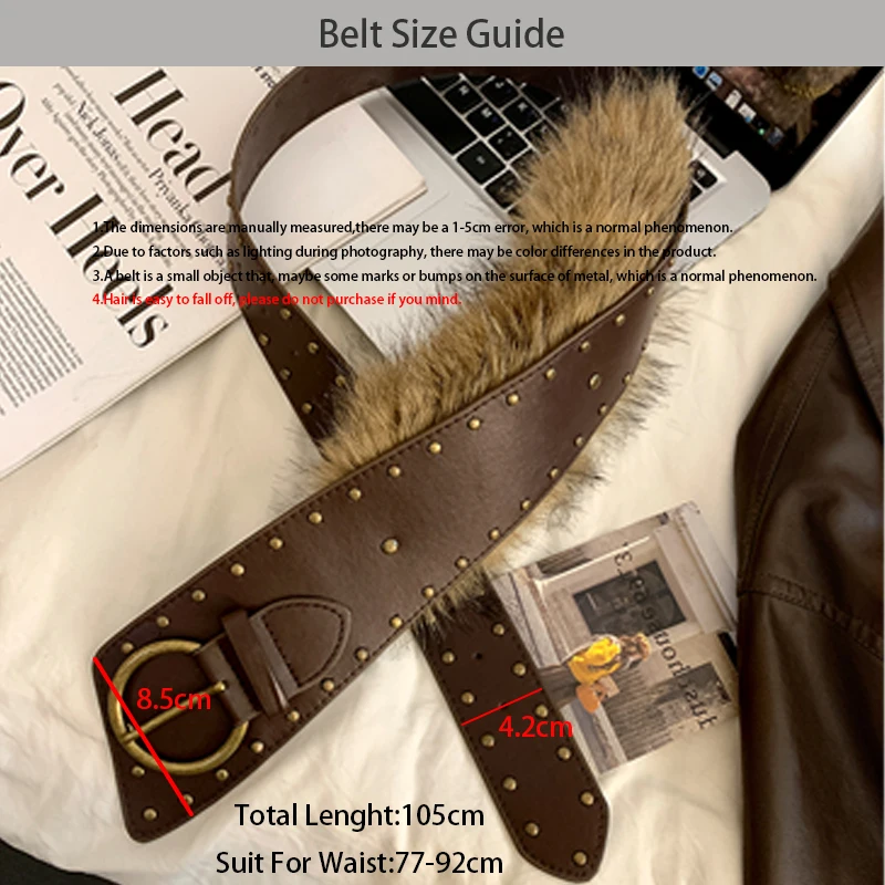 Pelzigen Gürtel Y2k Gürtel Subkultur Herbst Winter Frühling Retro Luxus Plüsch Taille Kette Imitation Pelz Taille Dichtung Hot Girl Sexy Gürtel – Detail 2