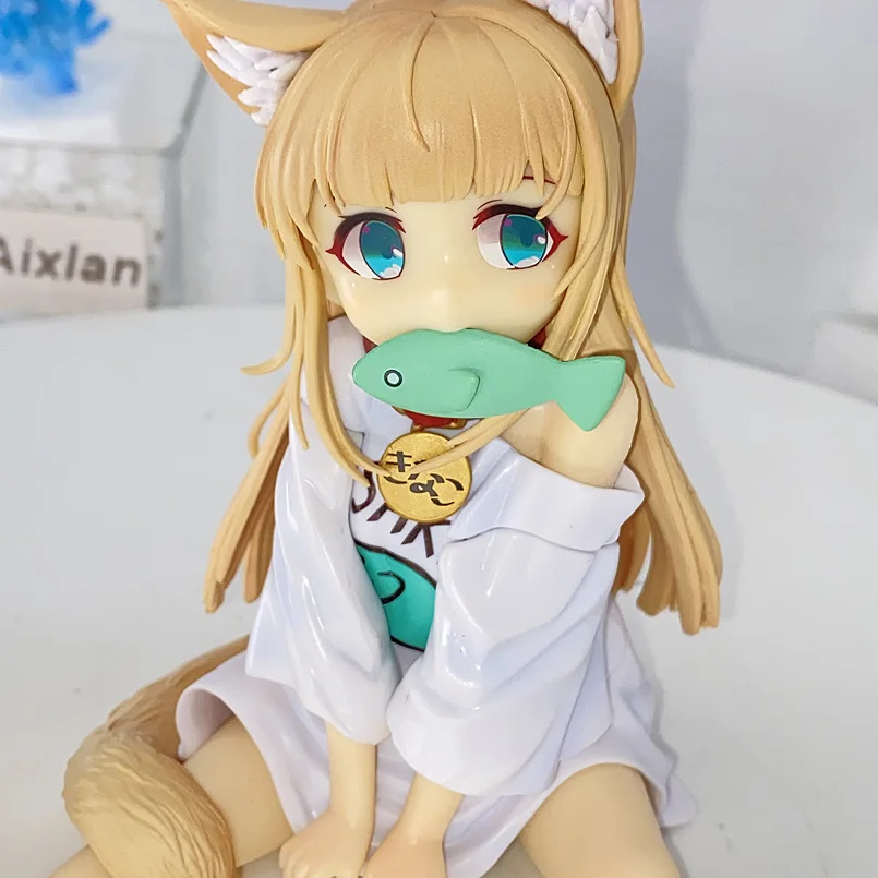 Kawaii Anime My Cat Is A Girl Figure Sakura Soybean Flour Sit And Eat Fish  Action Figure Collectible Hobby Model Doll Toys - AliExpress