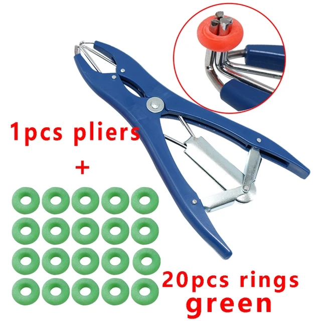 1Pc Tail Castration Pliers Sheep Expansion Forceps Livestock Castration  Tool And 100 pcs High Elastic Particulate Rubber Rings