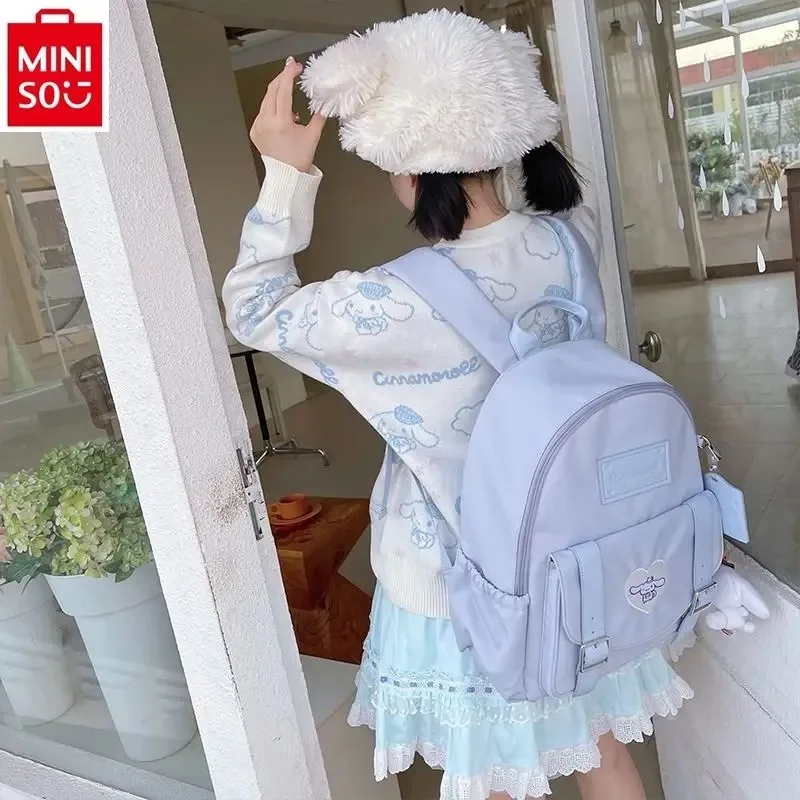 MINISO Sanrio Cartoon Hello Kitty Kuromi Student School Bag Sweet and Sweet Large Capacity Children's Backpack