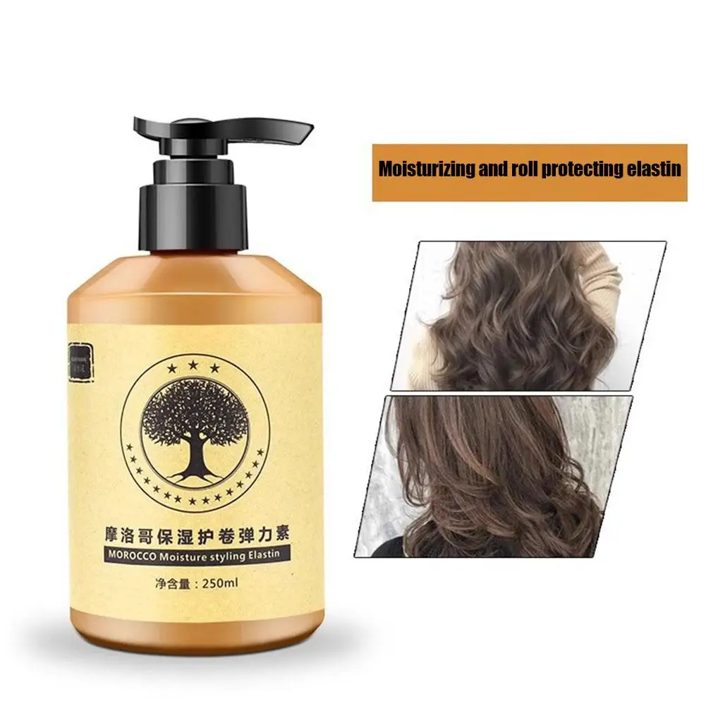 Curly Hair Elastin Styling Cream Long-lasting Moroccan Volume Hair 250ml Curling Curly Moisturizing Enhancer Elasticit D7c5