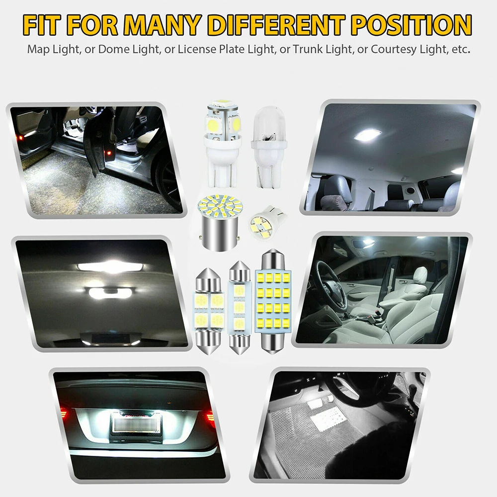 Car Interior White LED Light Mini Bulbs Kit 6000K Canbus Combo Map Trunk Dome Footwell Lamp License Plate Lights Bulbs led car lights,led lights,led bulbs,car interior lights
