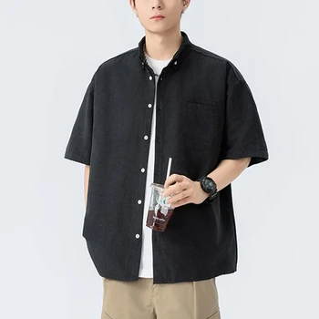 Trend-in Men's Ie Schooling short-sleeved Shirt Vintage MUD Style Reashy Casual Southern BL1734