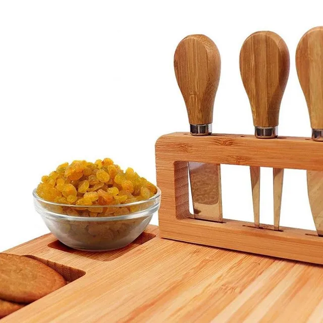 Bamboo Cheese Board Cheese Knife Cheese Slicer Fork Scoop Cut Kitchen Cooking Tools