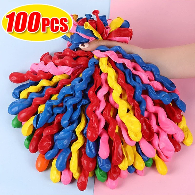 

100pcs Long Spiral Balloons Latex Twisted Magic Air Balloon Colorful for Party Birthday Wedding Babyshower Decoration Kid Toy