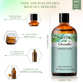 100ml Citronella Essential Oil Diffuser Pure Natural Lavender Eucalyptus Vanilla Peppermint Basil Tea Tree Cloves Aromatic Oil 2